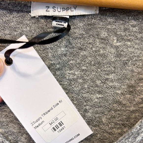 Z Supply Gray Cuffed Sleeve Tie Front tunic - Picture 3 of 3